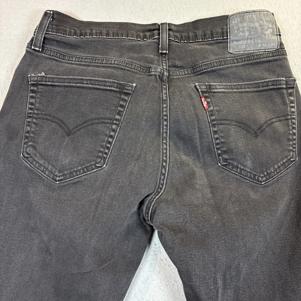 Levi's 559 Mens Relaxed Straight Fit Jeans 34X34 (33x31)‎ Black Stretch Denim